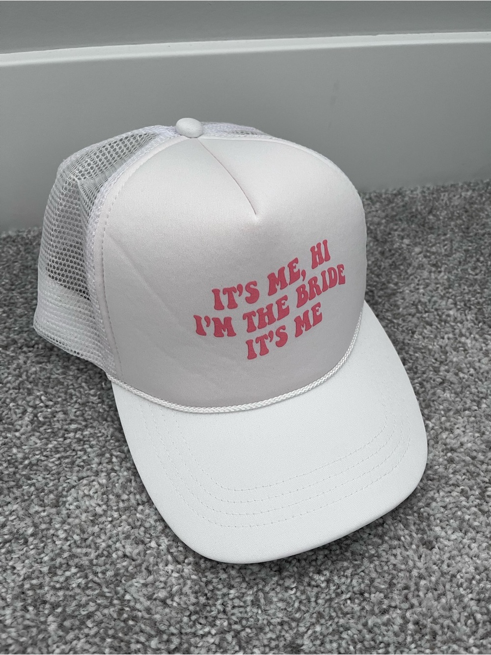 Altar'd State White Trucker Hat with Pink Bride Slogan